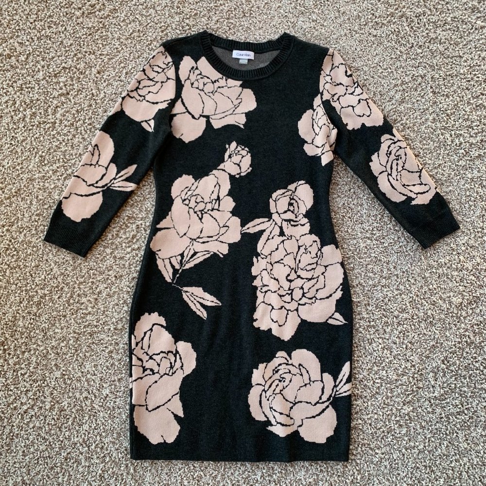 NEW calvin klein pink rose sweater dress 🤍 m